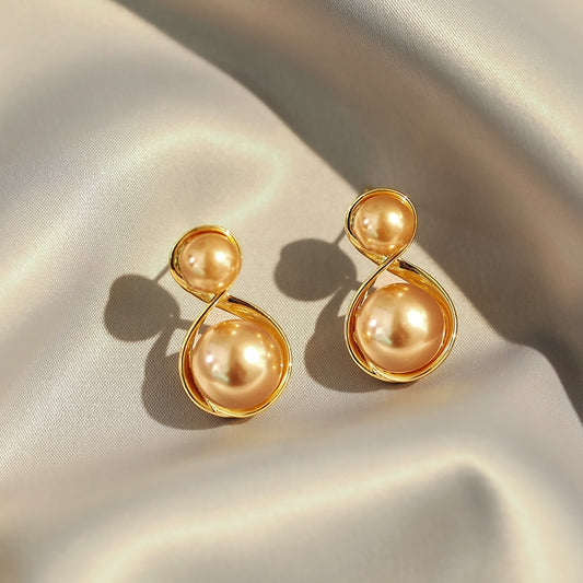 Champagne pearl pendant earrings